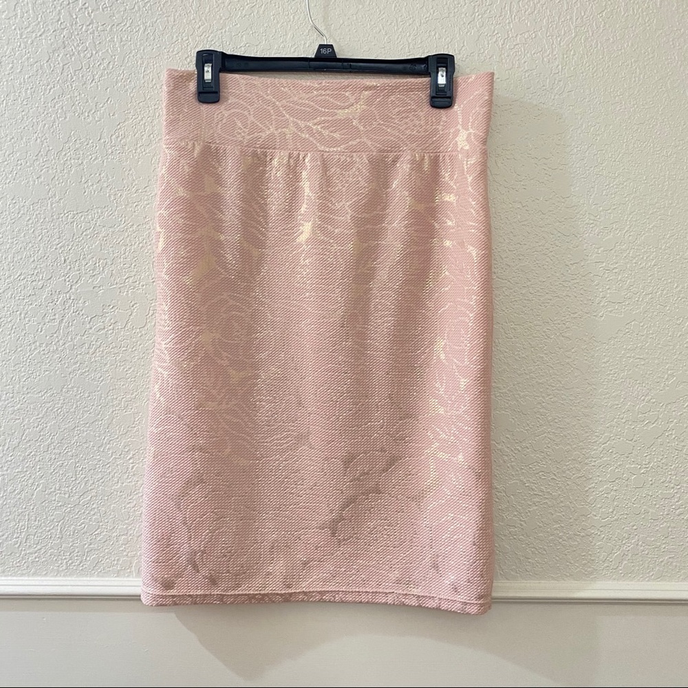 Gold/blush pink pencil skirt